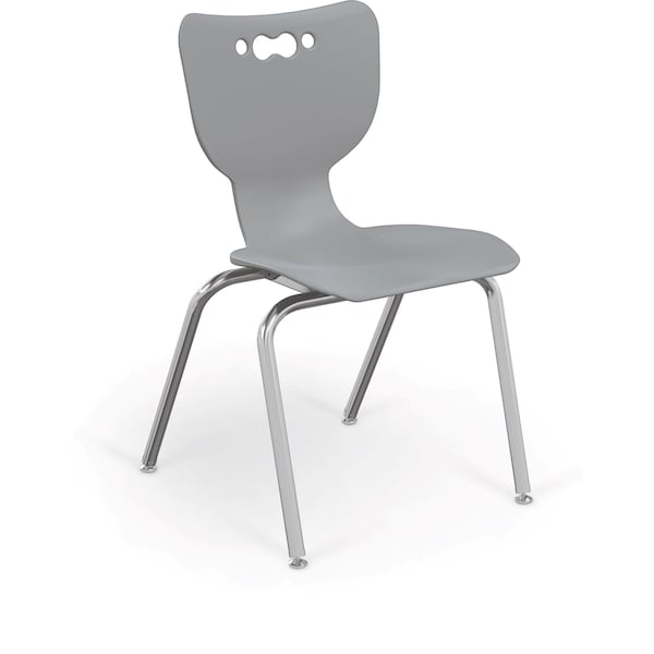 Hierarchy School Chair, 4 Leg, 18" Chrome Frame, Grey Armless Shell, PK5